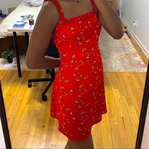 Lulu’s in the Garden Red Floral Print Skater Dress